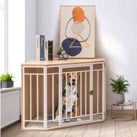 Mewoofun Wooden and Metal Dog House , Dog Crate Furniture Pets