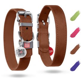 Brown Leather Dog Collar, Adjustable