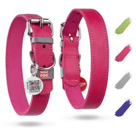 Long Lasting Leather Dog Collar, Adjustable, Pink