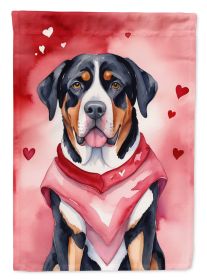 Greater Swiss Mountain Dog My Valentine Garden Flag Mailbox Flag Decorative Yard Flag Banner Outside Patio Artwork Yard Flower Beds, Garden Size