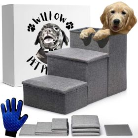 Gray Dog Stairs or Couch Foldable Dog Steps With Storage