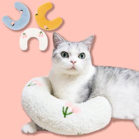 Small Pillow for Cat, Cat Blankets for Indoor, Small Banana Donut Bed for Pets, (Color: White)