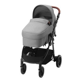 VEVOR Standard Baby Stroller, Infant Toddler Stroller with Bassinet, 3rd-Gear Adjustable Backrest & Foldable & Reversible Seat (Baby Stroller Type: Seat Converted to Cradle, Color: Dark Gray)